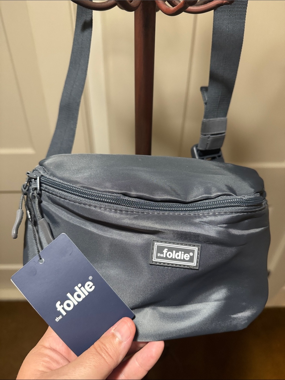 The Foldie Gray Crossbody Bag NWT